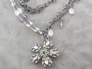 vintage flower pin necklace